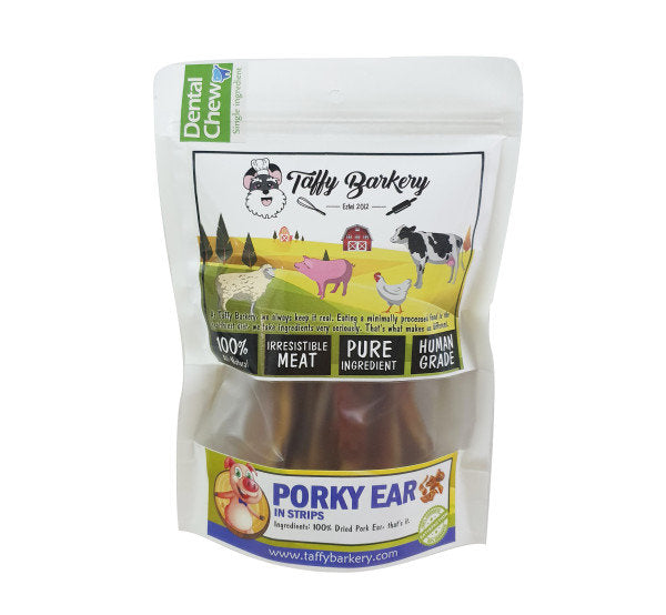Taffy Barkery - Porky Ear in strips Dental Chews